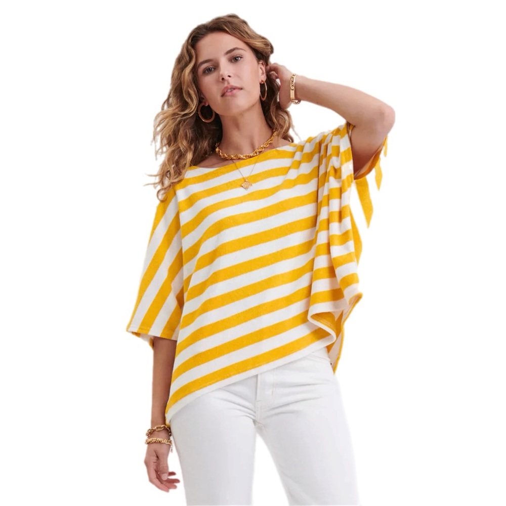 MerSea Captiva Striped Terry Slouch Top Tee One Size